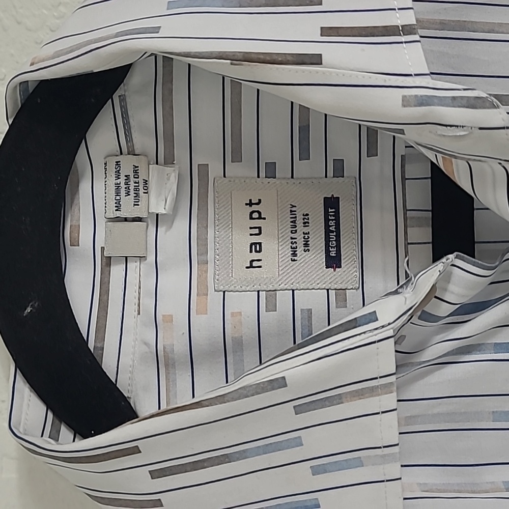 Haupt Men's White and Blue Striped Shirt Size M 39/40. 15.5 - Picture 2 of 8